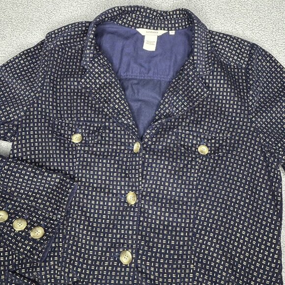 Sundance Corduroy Blazer Medium Cargo Pockets Navy Gold Metallic Pinwale Tie - Picture 3 of 11